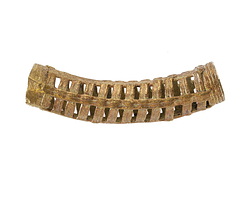 African Brass (Ghana, Ashanti) Elbow Noodle Bead Focal 50-55x10-12mm