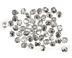 Czech Glass Silver 1/2 Fire Polished Round 4mm