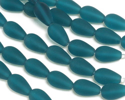 Peacock Blue Beach-Style Glass Teardrop Round 17x10mm