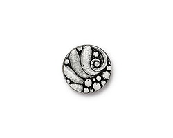 TierraCast Antique Silver (plated) Czech Round Button 12.5mm