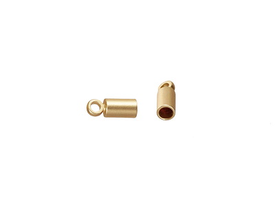 Satin Hamilton Gold (Plated) 2mm Solid Brass Cord End w/Loop 8x3mm