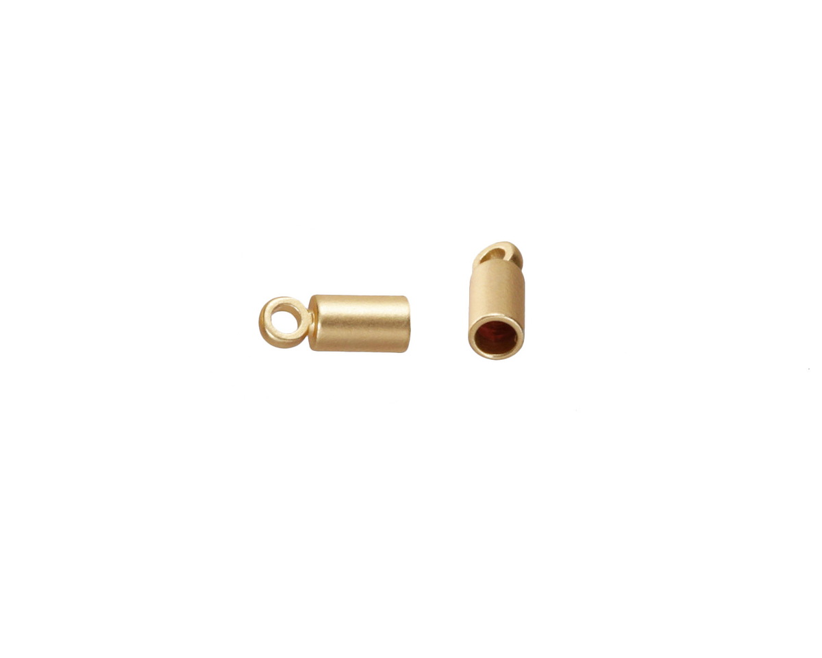 Satin Hamilton Gold (Plated) 2mm Solid Brass Cord End w/Loop 8x3mm