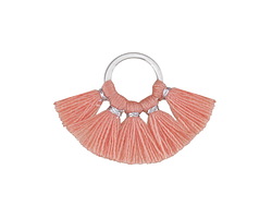 Pink Coral Small Fanned Tassel on Ring w/ Silver Finish 29x19mm