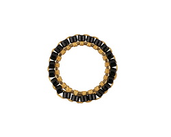 Jet Miyuki Delicas Woven on Gold (plated) Stainless Steel Ring 15mm