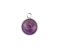 Dogtooth Amethyst Coin Focal w/ Silver Finish 13x17mm