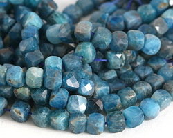 Pacific Blue Apatite Small Faceted Cube 4-5mm