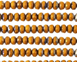 Czech Glass Bronzed Summer Squash AB Fire Polished Rondelle 3x5mm