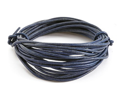 Natural Navy Blue Round Leather Cord 2mm, 32 feet