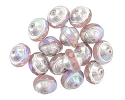 Czech Glass Matte Rosaline AB w/ Silver UFO 8x10mm