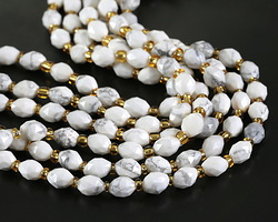 White Howlite Microfaceted Rice 6x4mm