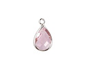 Rose Pink Crystal Teardrop in Silver Finish Bezel 10.5x18mm