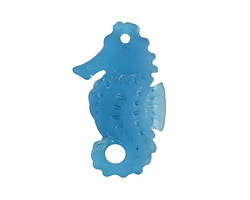 Peacock Blue Beach-Style Glass Sea Horse Pendant 17x29mm