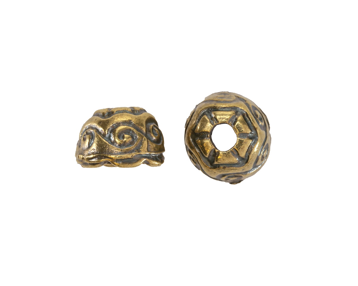 Mykonos Antique Brass (plated) Swirly Bead Cap 11mm