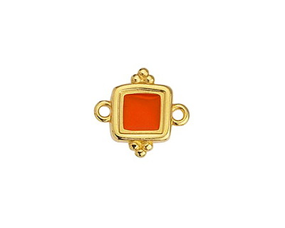 24K Gold (plated) Hyacinth Enamel Beaded Square Focal Link 15x14.5mm