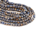 Java Glass Pacific Blue w/ Stripes Graduated Gooseberry Beads 3-6x4-6mm
