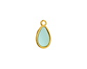24K Gold (Plated) Transparent Sea Green Resin Drop Focal 8x15mm