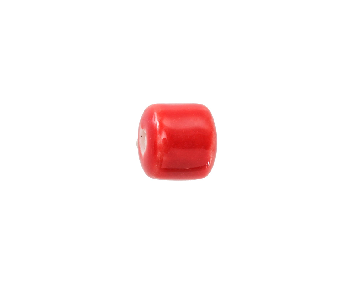 Coral Red Porcelain Barrel 9x10mm