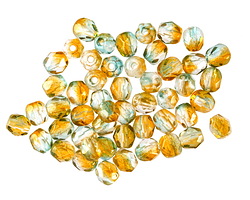 Czech Glass Dual Coated Orange/Teal Fire Polished Round 4mm