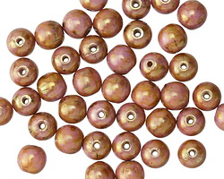 Czech Glass Luster Opaque Rose/Gold Topaz Round 6mm