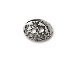 TierraCast Antique Pewter (plated) Floral Button 17x13mm