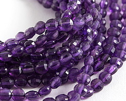 Amethyst Faceted Puff Coin 4mm