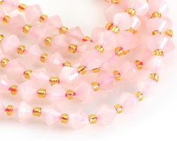 Madagascar Rose Quartz Faceted Bicone 6mm Beads