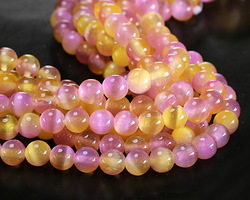 Pink & Mango Dual-Tone Selenite Round 6mm