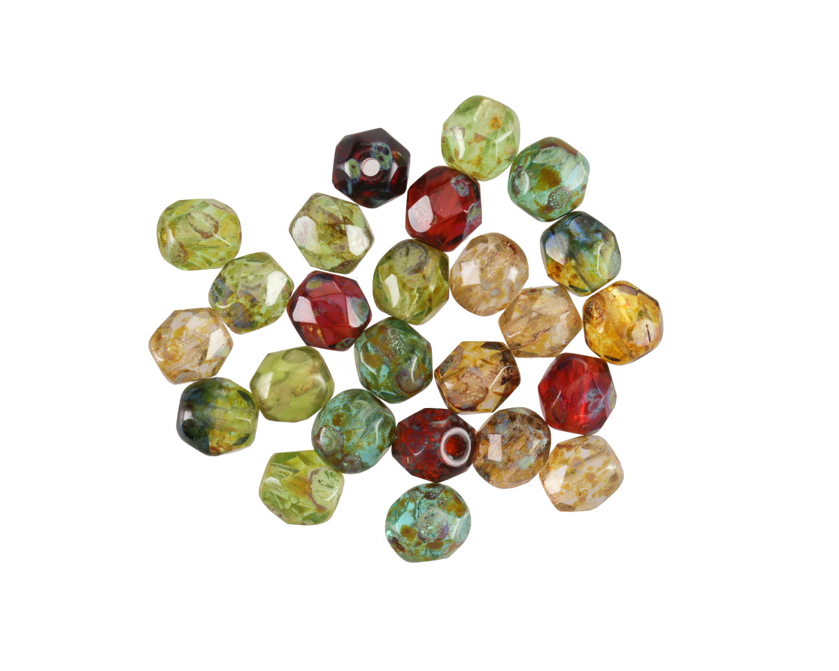 Czech Glass Berry Harvest Multi Color Mix Picasso Fire Polished Round 5mm