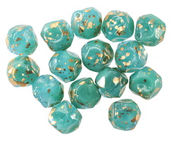 Czech Glass Turquoise Blue Mix w/ Antique Gold Finish Chandelier Cut 8mm