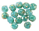 Czech Glass Turquoise Blue Mix w/ Antique Gold Finish Chandelier Cut 8mm