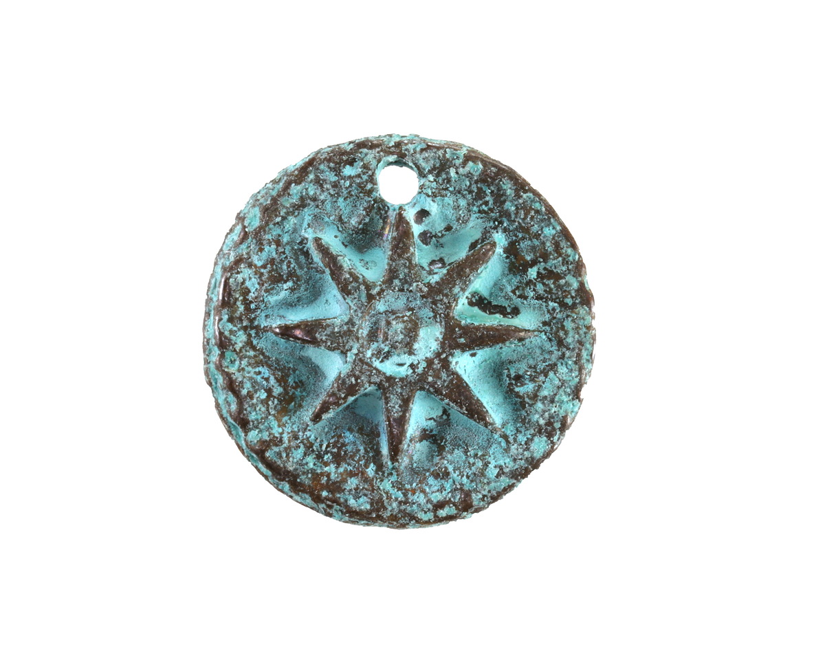 Mykonos Copper (plated) Patina Sun Coin Focal 22mm