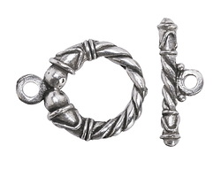 Mykonos Antique Silver (plated) Ornate Roped Toggle Clasp 28x21mm, 25mm Bar