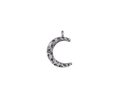 Antique Silver Finish Hammered Crescent Charm 9x14mm