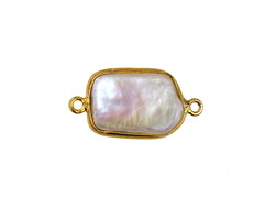 Freshwater Pearl Rectangle Link in Gold Vermeil 22-25x12-13mm