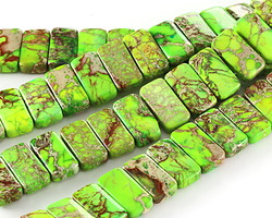 Apple Green Impression Jasper 2-Hole Rectangle 10x20mm