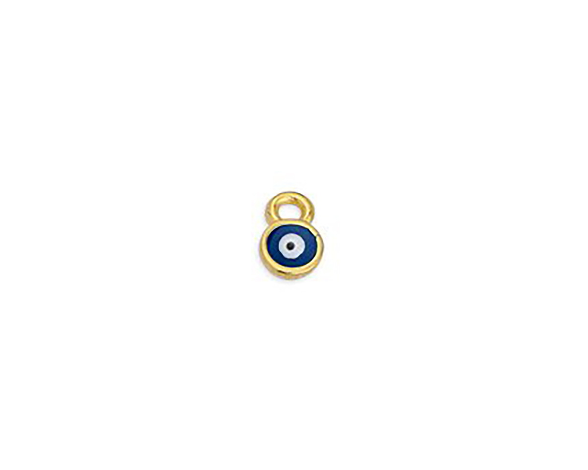 24K Gold (plated) Peacock Enamel Evil Eye Tiny Focal 5x7mm