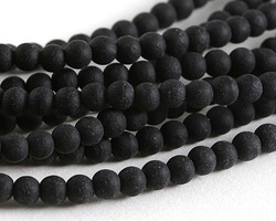 Jet Beach-Style Glass Round 4mm