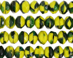 Czech Glass Key Lime Fire Polished Rondelle 6x8mm
