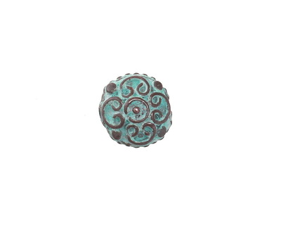 Mykonos Copper (plated) Patina Designed Puff Bead 15x7mm