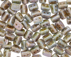 Czech Glass Luster Opaque Green Trios 6x4mm