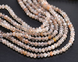 Gray Multi (light) Moonstone Faceted Rondelle 3x4mm