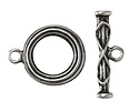Antique Silver Finish Carved Toggle Clasp 25x20mm, 29mm Bar