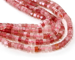 Strawberry Quartz Microfaceted Heishi 3x6mm
