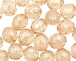 Czech Glass Luster Transparent Champagne Fire Polished Round 10mm