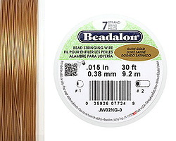Beadalon Satin Gold .015" 7 Strand Wire 30ft.