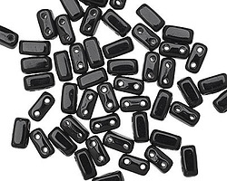 CzechMates Glass Jet 2-Hole Brick 3x6mm