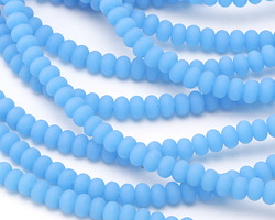 Opaque Blue Opal Beach-Style Glass Rondelle 3x5mm