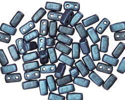 CzechMates Glass Polychrome Indigo Orchid 2-Hole Brick 3x6mm