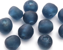 African Recycled Glass Peacock Tumbled Round 11-14mm