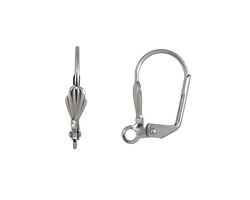 Stainless Steel Leverback Shell Earring w/ Open Loop 10x18mm